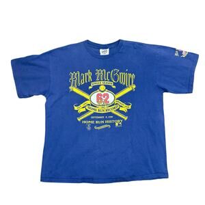Lee Sport Mark McGwire 62 HR Record 1998 MLB Graphic T-Shirt XL Navy Blue